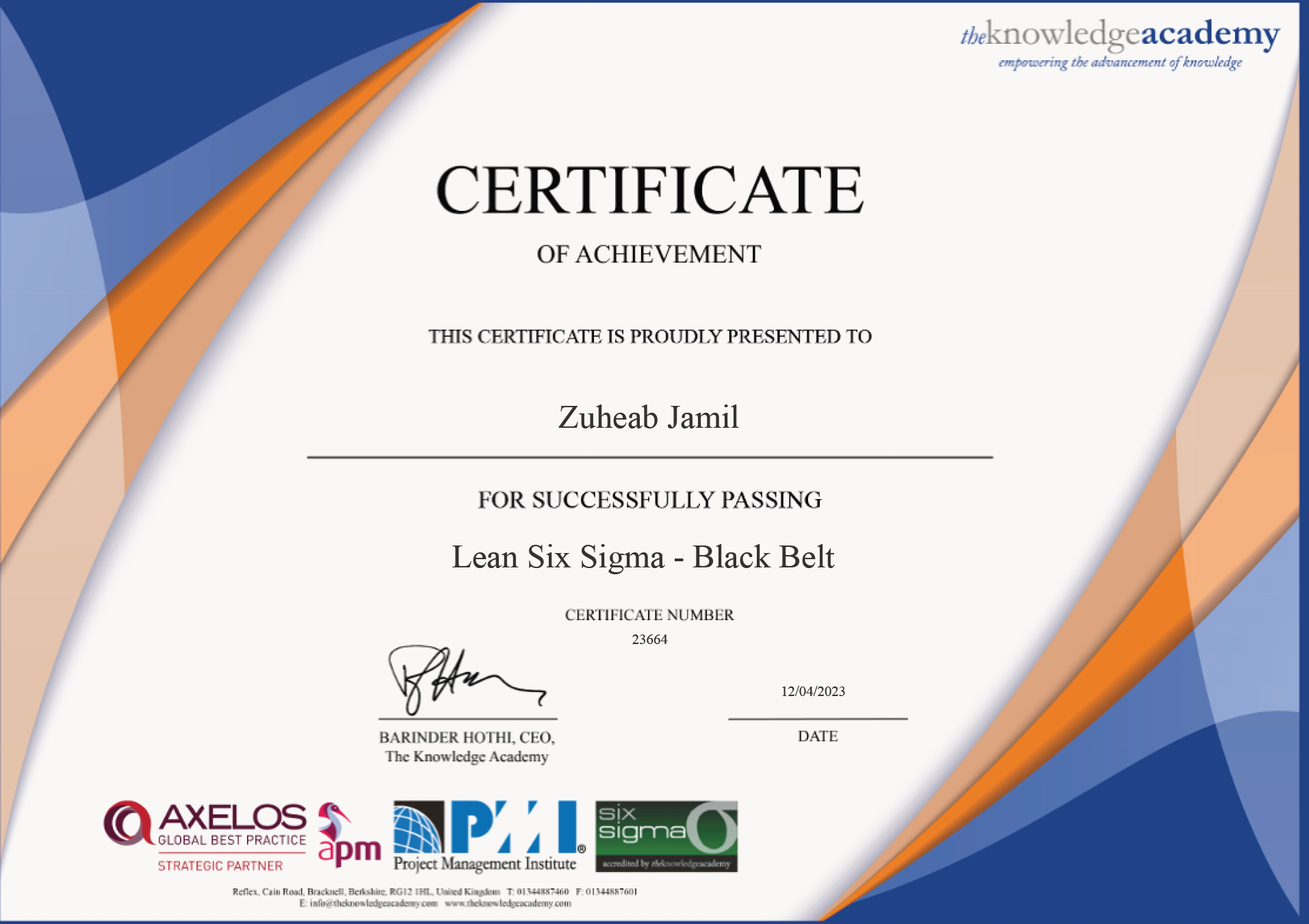 Lean Six Sigma Black Belt (ICBB)